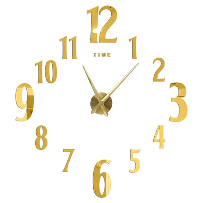 DIY 3D Mirrored Acrylic Wall Clock - Self-Adhesive Home Decor for Kitchen and Living Room
