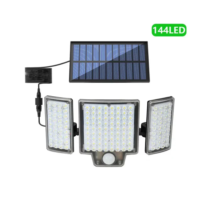 Outdoor Solar Wall Light with 106/144/280 LEDs | Motion Sensor | Adjustable Head