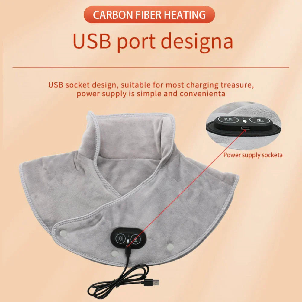 USB Heating Pillow with Vibration for Neck and Shoulder Massage