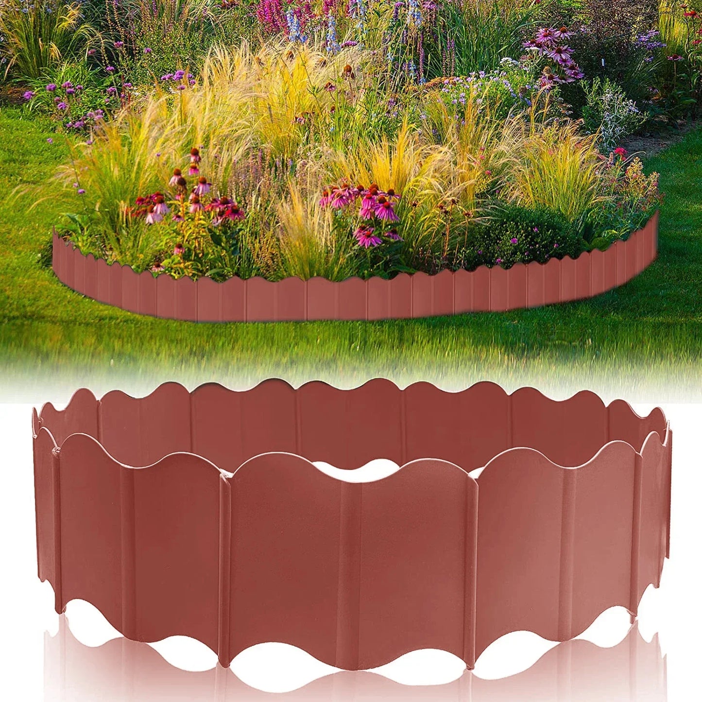Flexible Garden Bed Plastic Edging System | Easy Installation | 15 × 14 cm