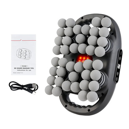 Deep Tissue Massage Gun with 42 Heads, Red Light Heat & Dual Handles - 9 Modes & Intensities