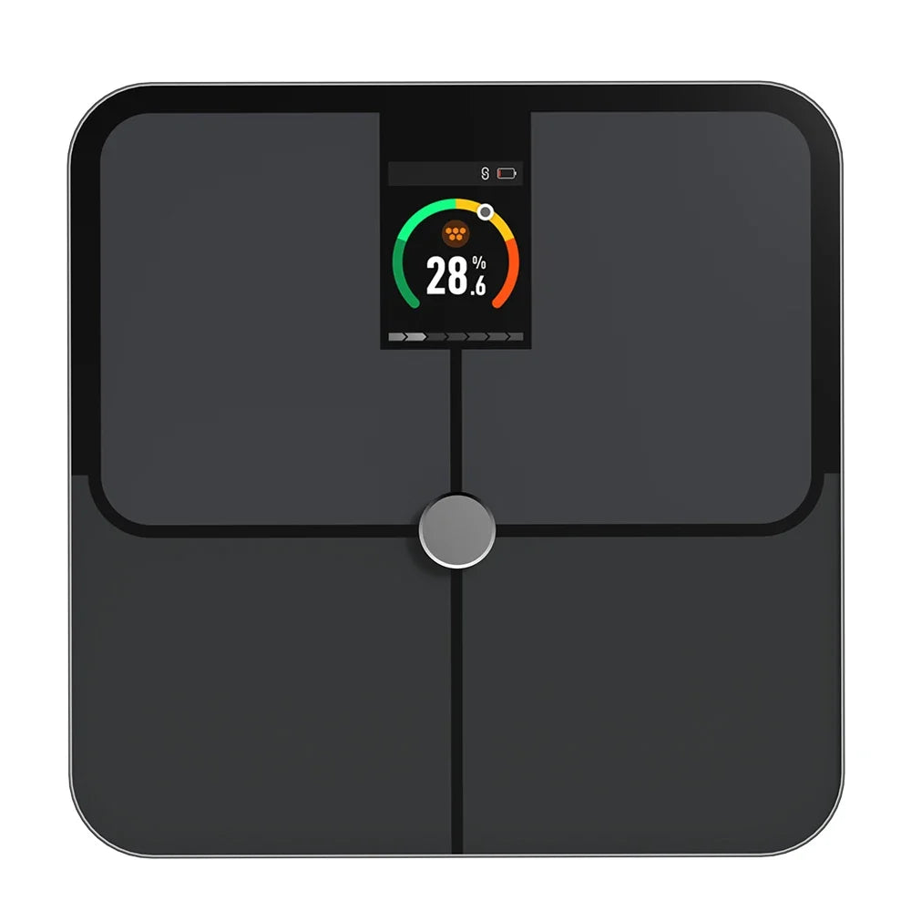 Body Composition Scale with TFT Display | 16 Measurements, Heart Rate, Bluetooth Sync, Tempered Glass, 400 lb Limit