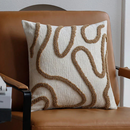 Geometric Patterned Chenille Throw Pillow Cover in Bohemian Style