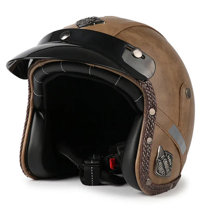 Retro Open Face Motorcycle Helmet - Kael - 3/4 Size