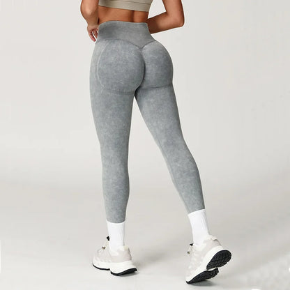 High-Waisted Ribbed Workout Leggings for Women | Seamless Stretch Fit