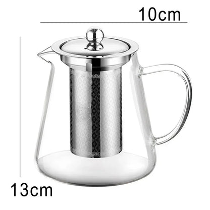 Heat-Resistant Glass Teapot 450ml-950ml with Stainless Steel Infuser for Kung Fu Tea, Puer and Oolong