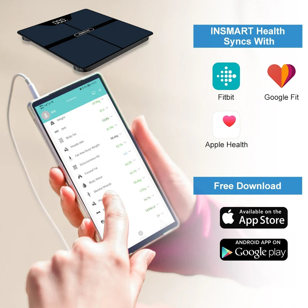 Bluetooth Digital Body Fat Scale with App - 16 Measurements, Syncs with Apple Health & Fitbit