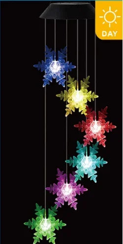 Solar-Powered Wind Chime with LED Snowflakes – Waterproof Hanging Light for Garden, Balcony & Patio