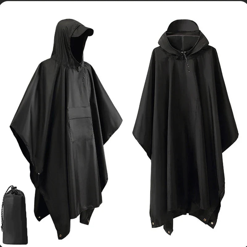 3-in-1 Waterproof Outdoor Poncho with Hood | Tarp & Bivvy 220x140 cm