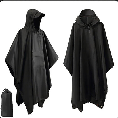 3-in-1 Waterproof Outdoor Poncho with Hood | Tarp & Bivvy 220x140 cm