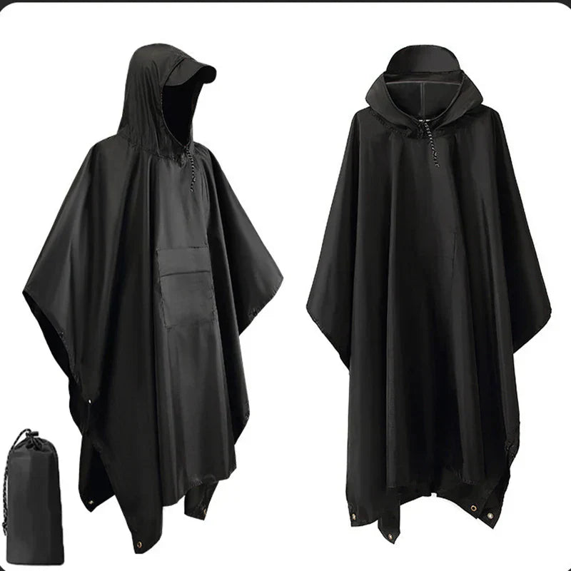 3-in-1 Waterproof Outdoor Military Raincoat with Hood and Sleeves – Ideal for Camping, Hiking, and Travel