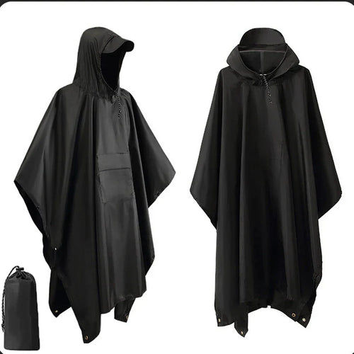 3-in-1 Waterproof Outdoor Military Raincoat with Hood and Sleeves – Ideal for Camping, Hiking, and Travel