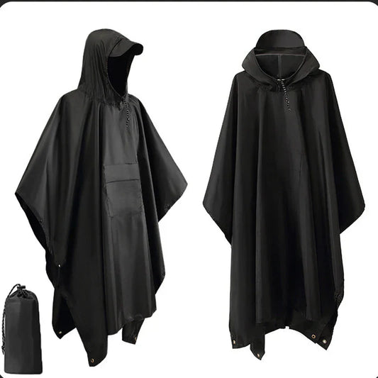 3-in-1 Waterproof Outdoor Military Raincoat with Hood and Sleeves – Ideal for Camping, Hiking, and Travel