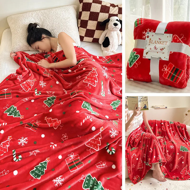 Cozy Red Flannel Christmas Blanket – Soft and Warm Throw
