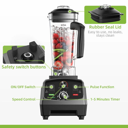 High-Power 2200W Blender with 2L Jar, 6-Blade Design, Timer, Ice Crusher