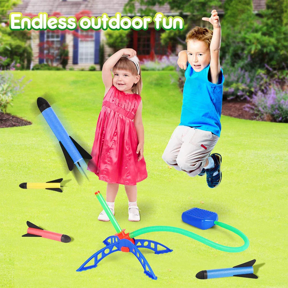 Rocket Launcher with 6 Foam Rockets – Fun for Kids in Garden & Park