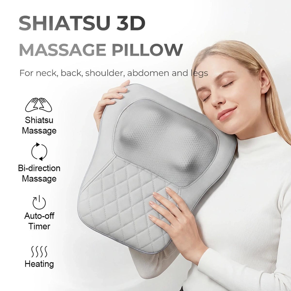 Electric 3D Kneading Massage Pillow for Neck, Back, and Lumbar Relief