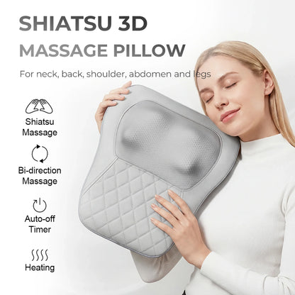Electric 3D Kneading Massage Pillow for Neck, Back, and Lumbar Relief