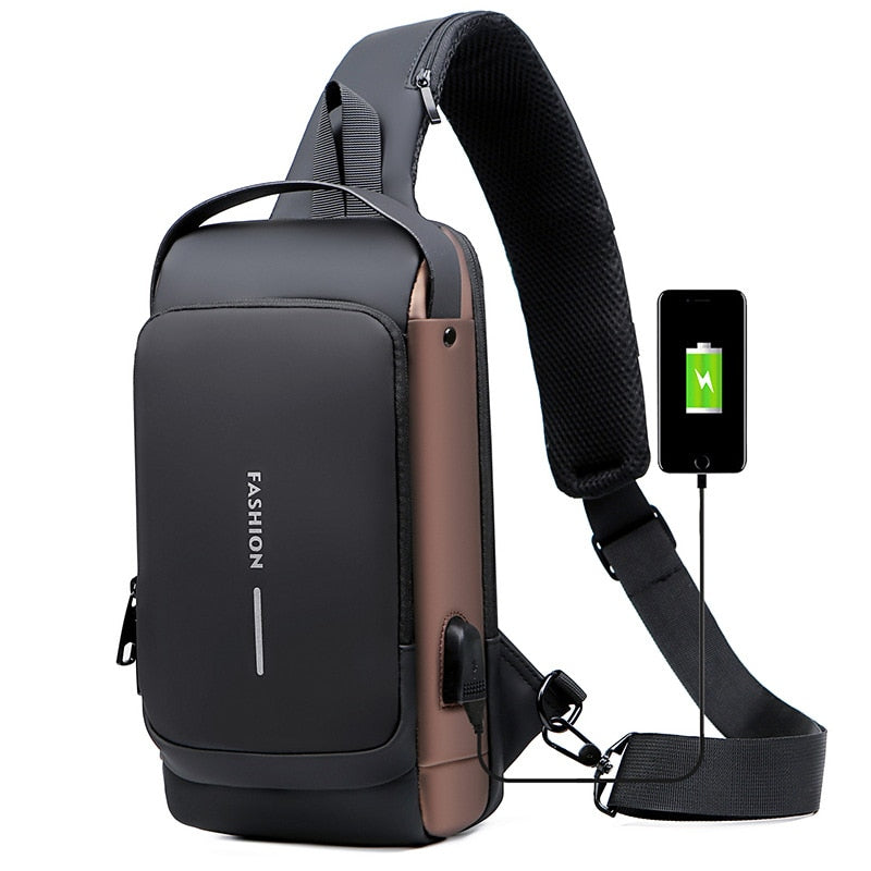 Secure and Stylish Crossbody Bag with Charging Feature