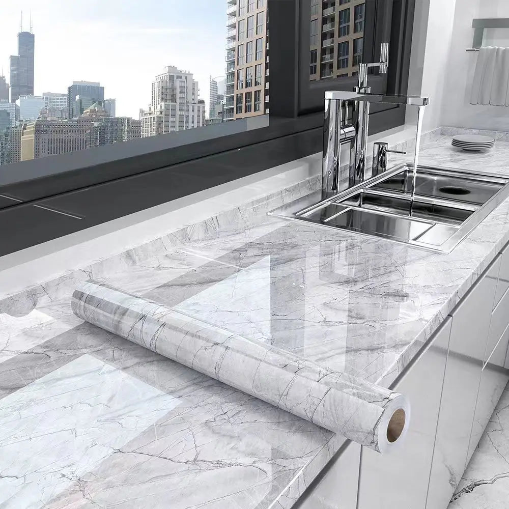 Self-Adhesive Waterproof Wallpaper - Marble Oil-Proof Film for Kitchen Renovation