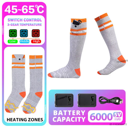 Heated Socks with Rechargeable 6000 mAh Battery | Up to 10 Hours Warmth | Unisex Thermal Socks for Outdoor, Skiing & Winter Use