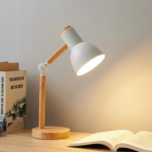 Adjustable Wooden Table Lamp for Bedside – Nordic Style