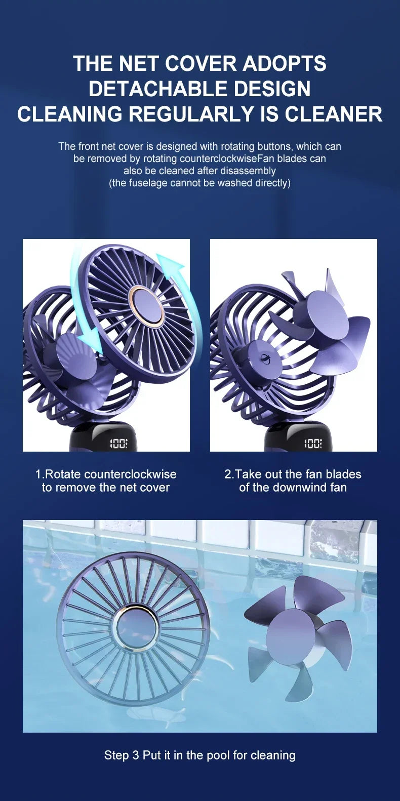 Portable Mini Fan 5000mAh – Wireless USB Rechargeable with Digital Screen and Phone Holder, 5-Speed Neck Hanging Design