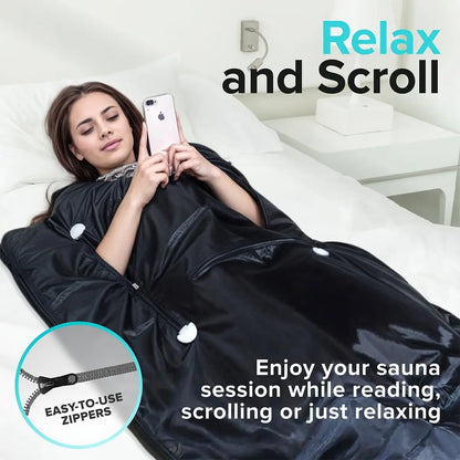 Portable Far Infrared Sauna Blanket with 6 Heat Settings, Arm Zippers & Auto Shut-Off