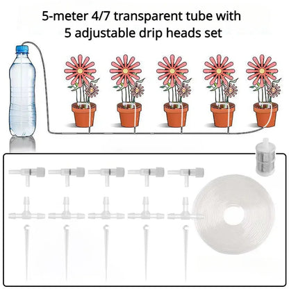 Automatic Irrigation System with Adjustable Drip Watering for Balcony and Potted Plants