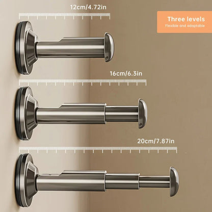 Telescopic Clothes Hanger Holder with Suction Cup - No Drilling Required for Bathroom, Closet & Balcony