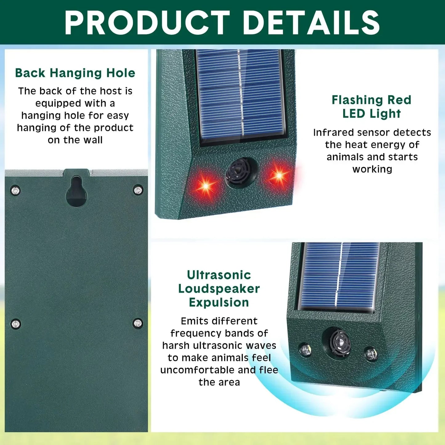 Ultrasonic Bird Repeller – Solar Powered & Weather Resistant