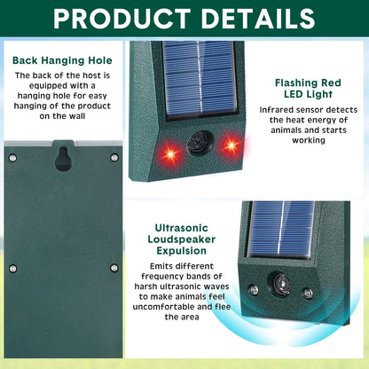 Ultrasonic Bird Repeller – Solar Powered & Weather Resistant