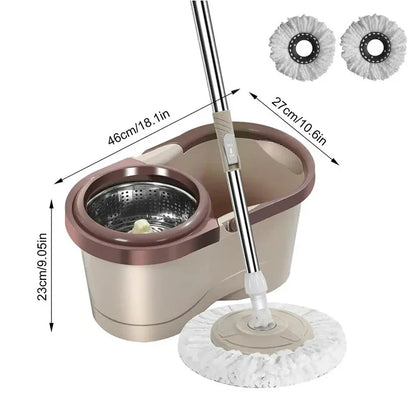 Automatic Rotating Mop Set with Bucket | Includes 3 Replacement Microfiber Heads | Spin Mop for Kitchen & Living Room