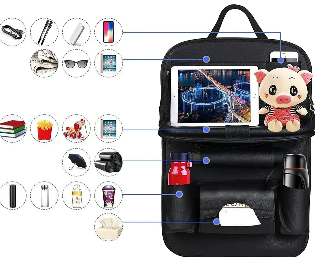 Foldable Leather Tray for Car Seat Support