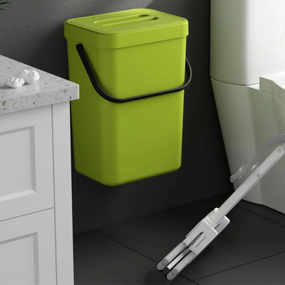 Compact Hanging Mini Trash Bin with Lid and Carry Handle for Kitchen and Bathroom