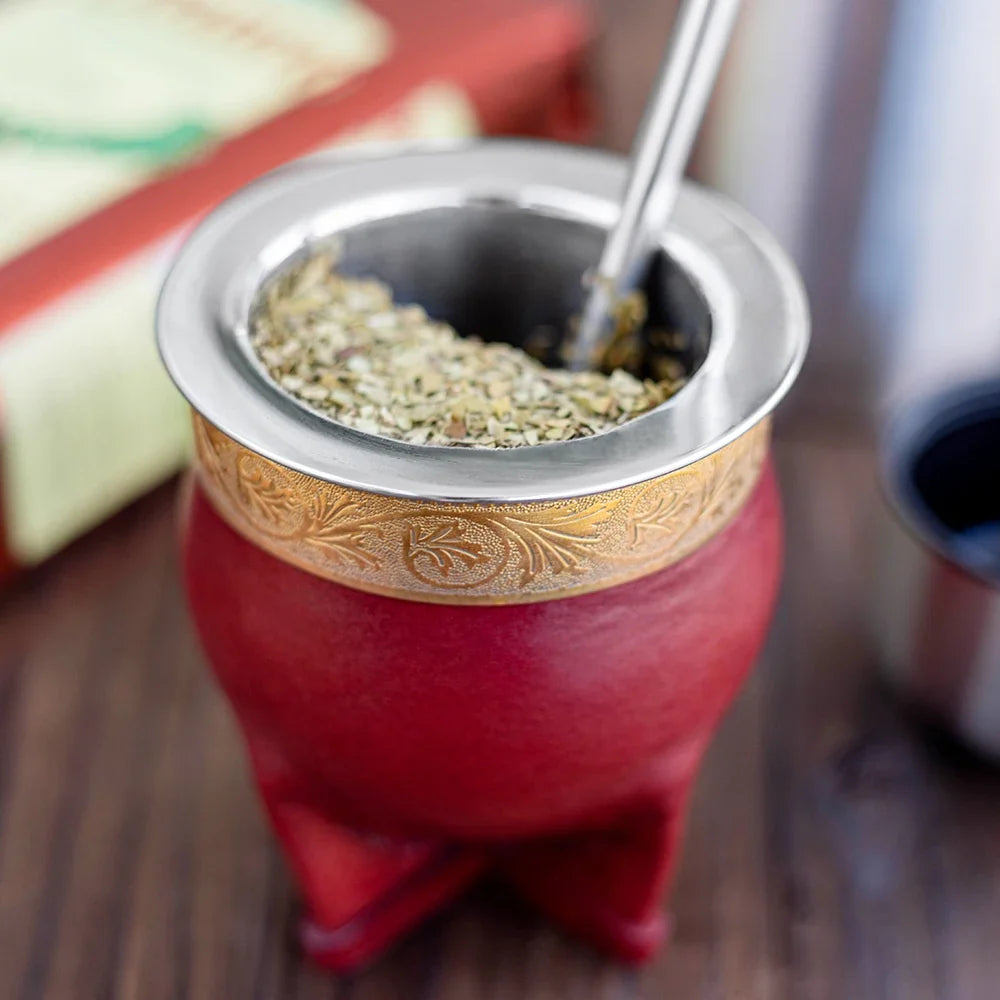 Stainless Steel Yerba Mate Set - Gold Cup, Bombilla Straw, Cleaning Brush