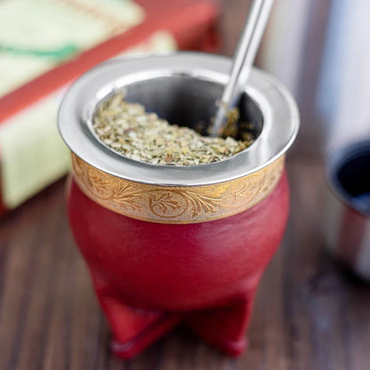 Stainless Steel Yerba Mate Set - Gold Cup, Bombilla Straw, Cleaning Brush