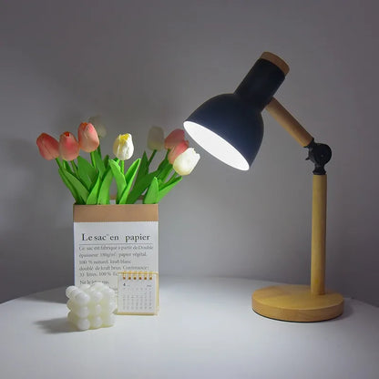 Adjustable Wooden Table Lamp for Bedside – Nordic Style