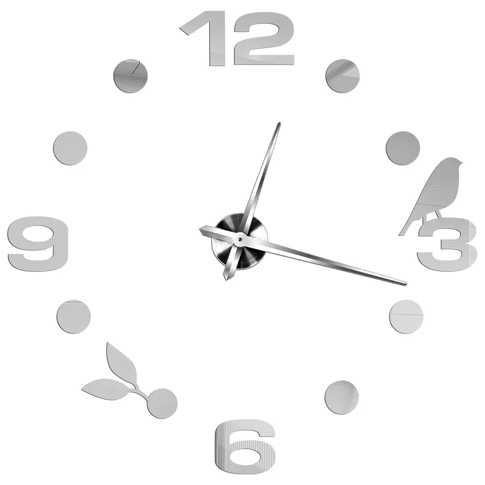 DIY 3D Mirrored Acrylic Wall Clock - Self-Adhesive Home Decor for Kitchen and Living Room