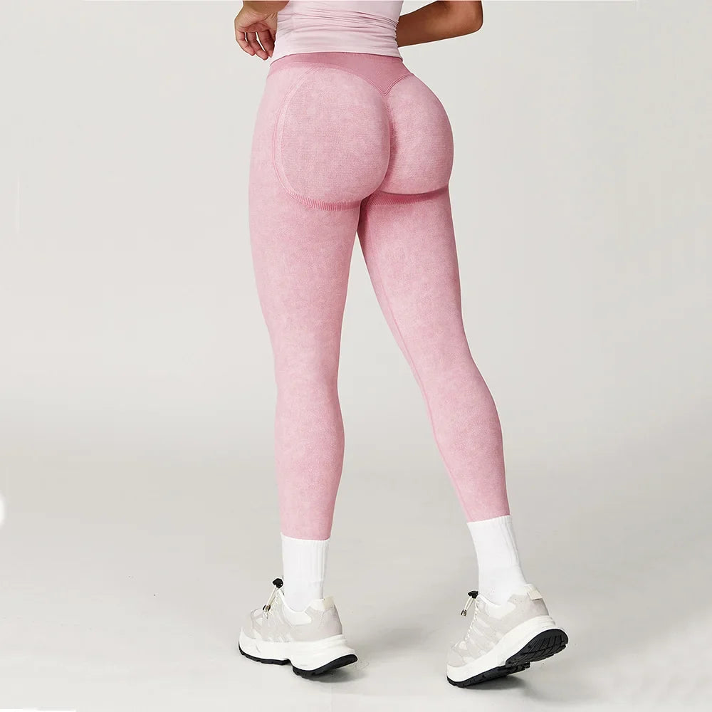 High-Waisted Ribbed Workout Leggings for Women | Seamless Stretch Fit