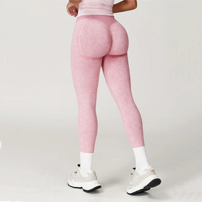 High-Waisted Ribbed Workout Leggings for Women | Seamless Stretch Fit