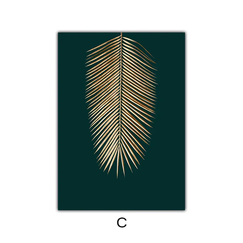Exquisite Tropical Gold Leaves Canvas Art for Elegant Spaces