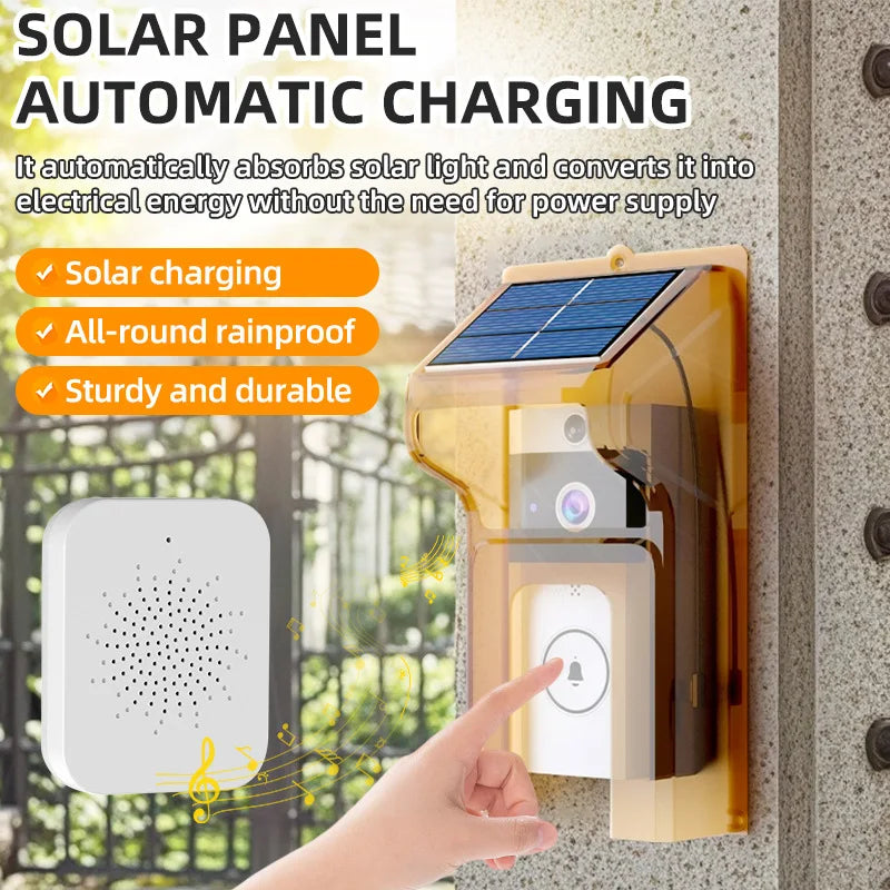 Wireless Solar-Powered Video Doorbell with HD and Night Vision