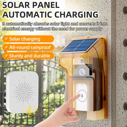 Wireless Solar-Powered Video Doorbell with HD and Night Vision