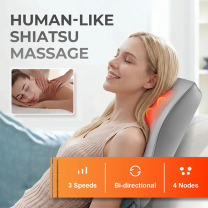Electric 3D Kneading Massage Pillow for Neck, Back, and Lumbar Relief