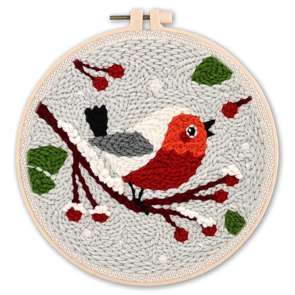Animal-Themed Punch Needle Kit | DIY Starter Set with Yarn & Hoop | Beginner Embroidery Set