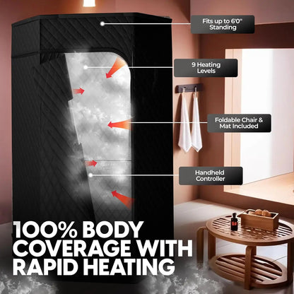 Foldable Home Steam Sauna Tent with Ice Bath Tub, Remote & 9 Heat Settings