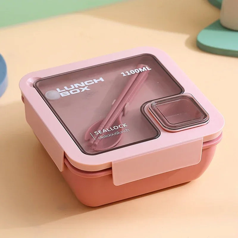 Microwave-Safe Meal Prep Container with Cutlery - Leak-Resistant Bento Box