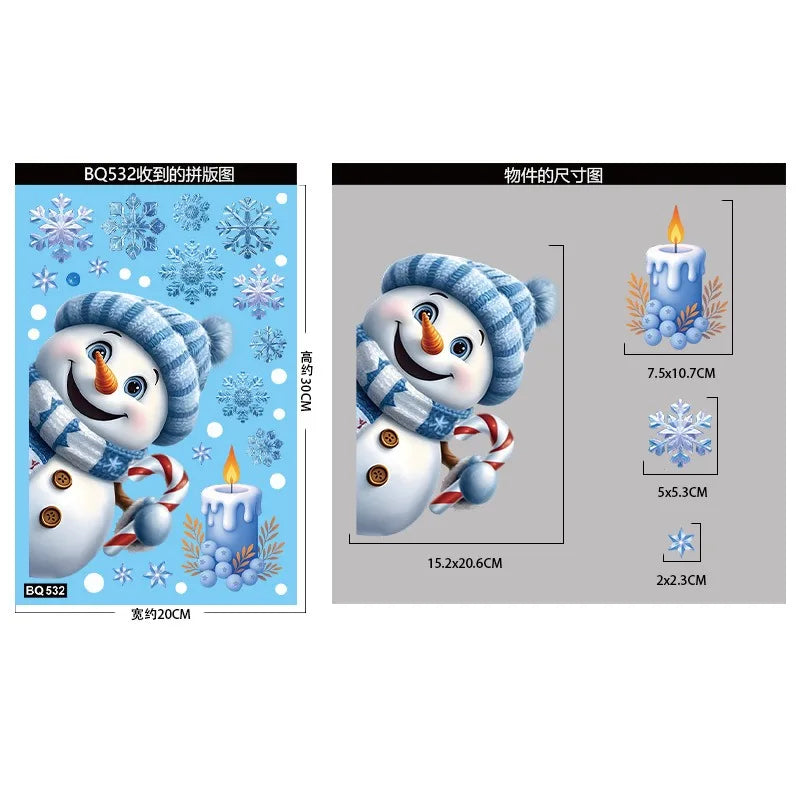 Christmas Window Stickers – Snowman, Santa & Snowflakes – Removable & Reusable for Glass & Mirrors
