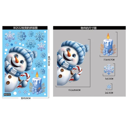 Christmas Window Stickers – Snowman, Santa & Snowflakes – Removable & Reusable for Glass & Mirrors